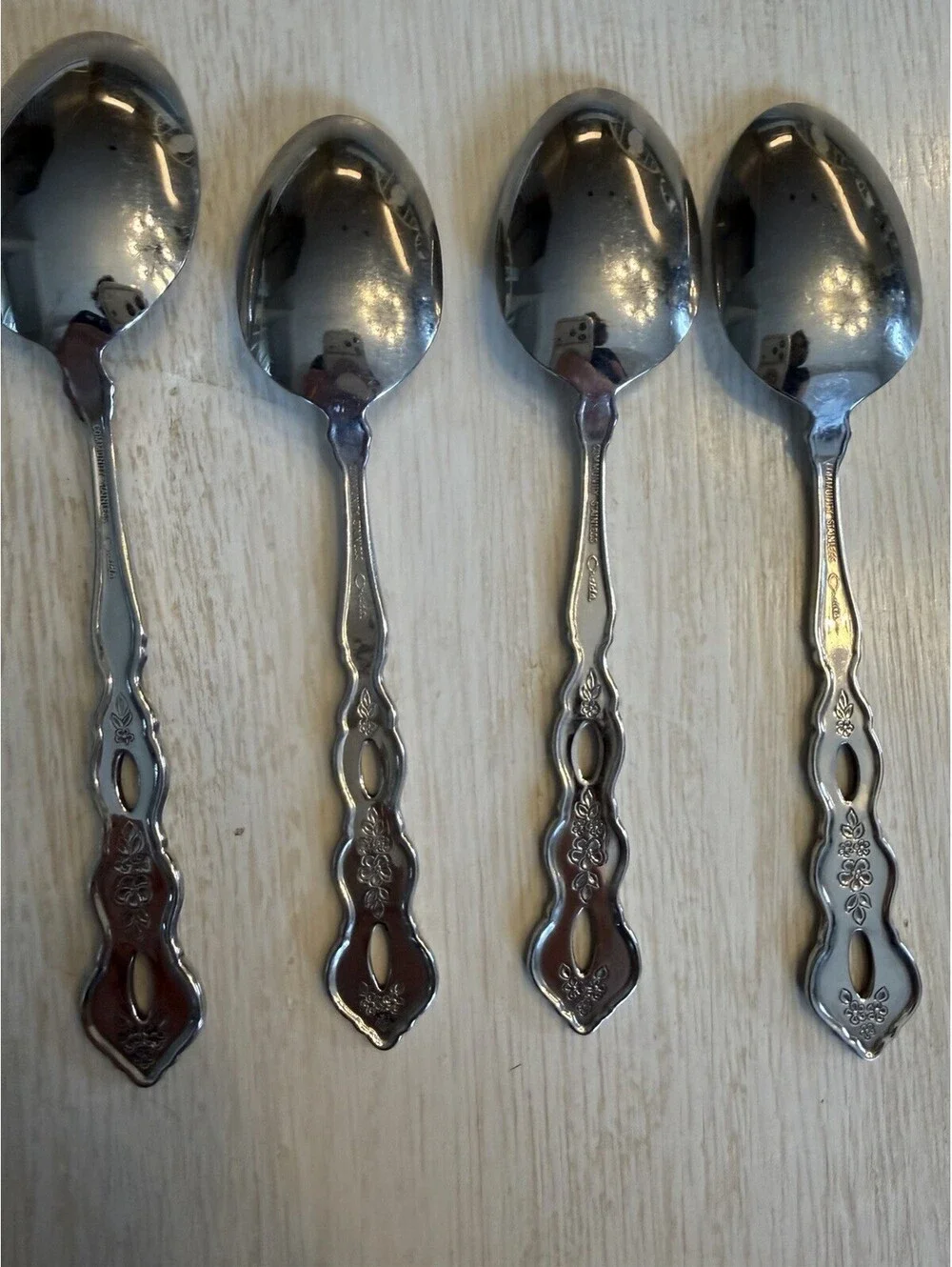 Oneida Community Fantasy Stainless Steel Pierced Furnished Flatware Lot Of 7 Car